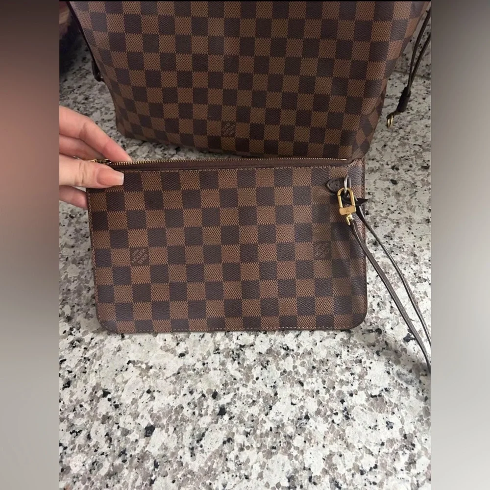 LOUIS VUITTON DAMIEN EBENE NEVERFULL & POUCH - Picture 3 of 4